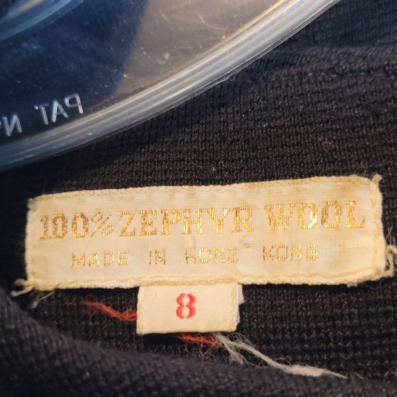 Vintage Zephyr Wool Suit Womens 3 Pieces Black Small Vtg Size 8 Hong Kong - Picture 4 of 14